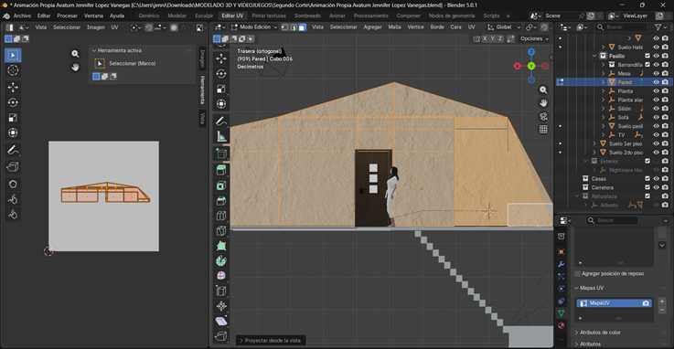 Creación de cinemática: Modelado de muro para simulación de una pared y asignación de su textura