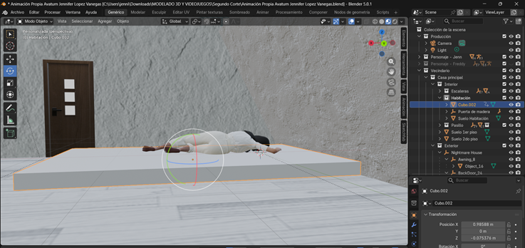 Creación de cinemática: Modelado del colchón de la cama