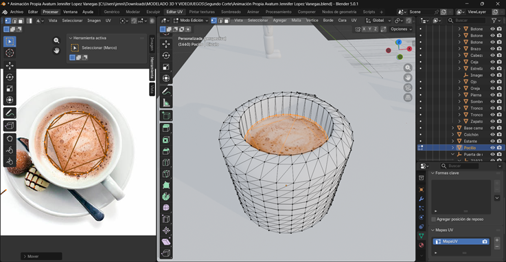 Creación de cinemática: Importación de mug y asignado de textura