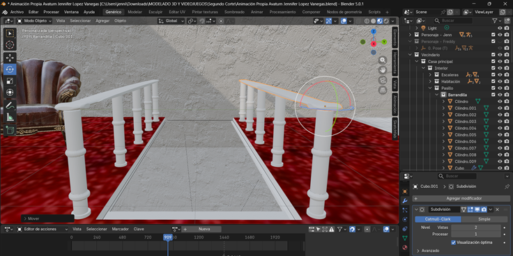 Creación de cinemática: Instanciación de la baranda izquierda