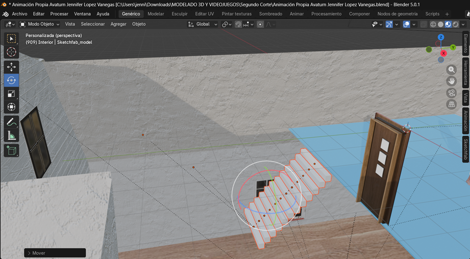 Creación de cinemática: Ajustes de longitud de la escalera
