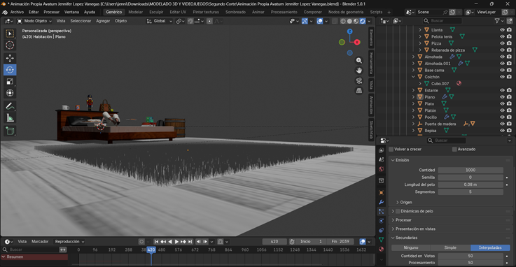 Creación de cinemática: Uso de sistema de partículas para la alfombra