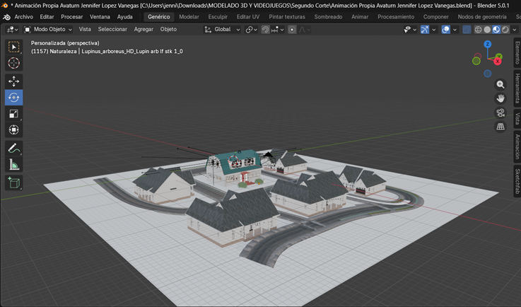 Creación de cinemática: Adición de una malla tipo plano par el césped