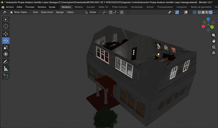 Creación de cinemática: Asignación de luces tipo Área par las ventanas del segundo piso