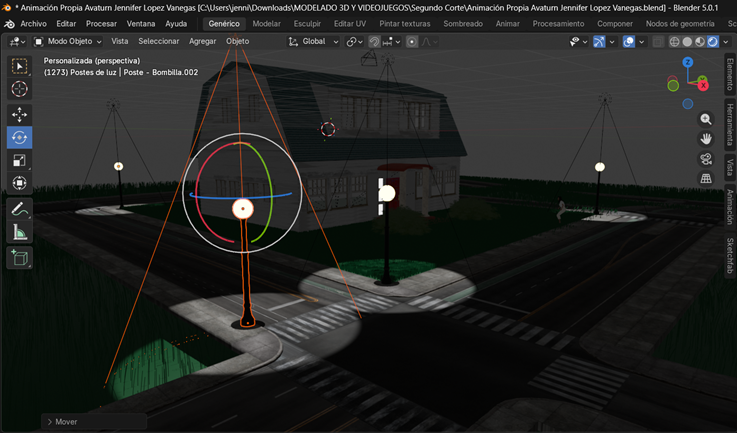 Creación de cinemática: Cambio de la superficie del material de la bombilla a tipo Emisión