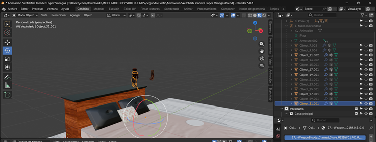 Creación de cinemática: Ubicación de la animación en la escena
