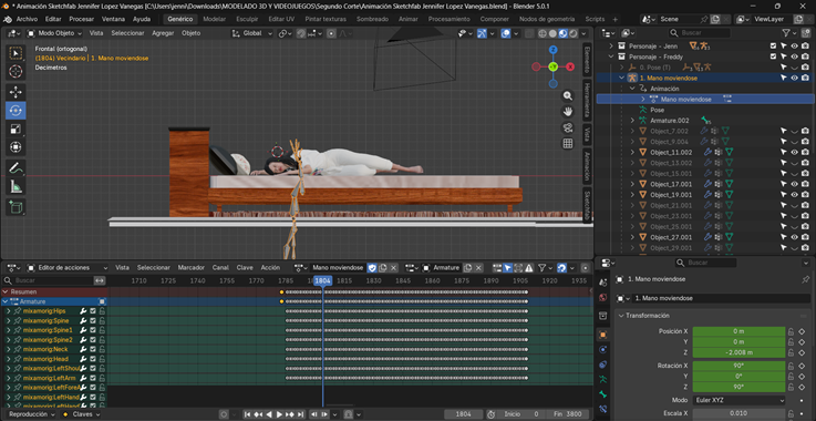 Creación de cinemática: Ubicación de la armadura en la escena