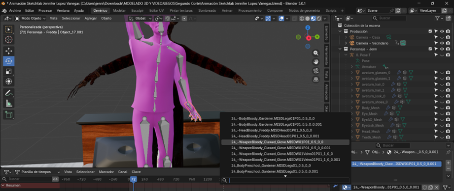 Creación de cinemática: Asignación de texturas