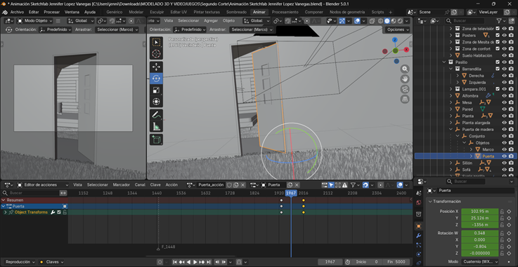 Creación de cinemática: Animación de rotación de la puerta