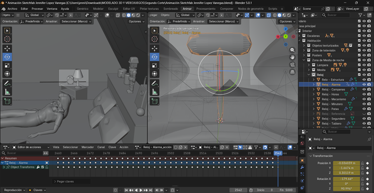 Creación de cinemática: Animación del martillo del reloj antiguo