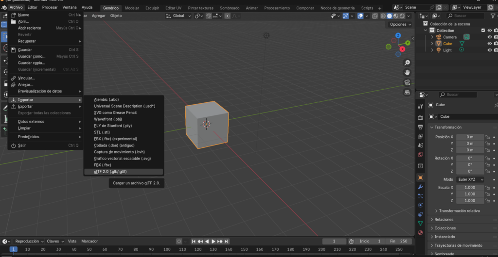 Figura 5 - Importando archivo en Blender
