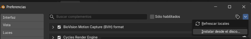 Instalación Add-on para la cinemática parte 3