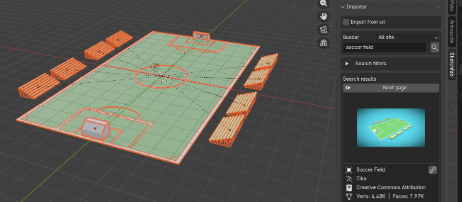Cancha soccer field en Blender