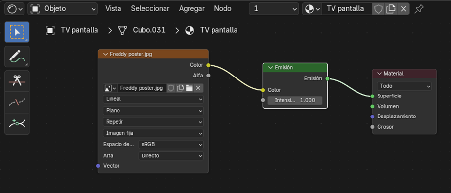Creación de cinemática: Material de Emisión