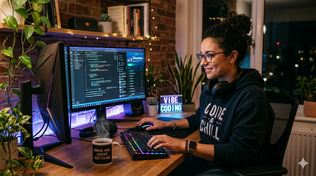 Imagen persona usando el Vibe Coding