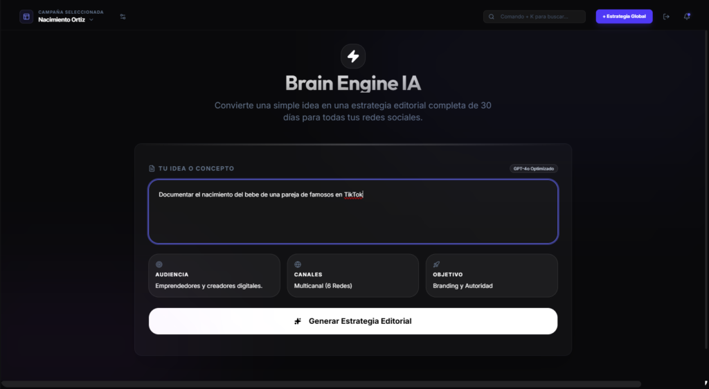Generacion de estrategias en Vibesocial Pro
