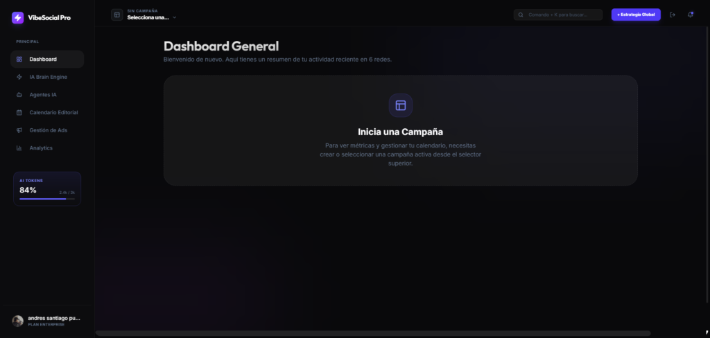 Dashboard Vibesocial Pro