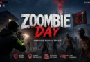 Pantalla temática de un videojuego de terror y supervivencia llamada Zombie day