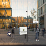 Desarrollo de Videojuego 3D con Unity – Universidad Central Portada del videojuego 3D desarrollado en Unity, mostrando el edificio moderno de la Universidad Central y personajes digitales en escena