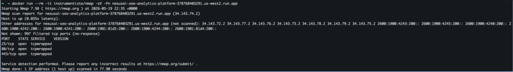 Resultado de escaneo Nmap sobre el dominio