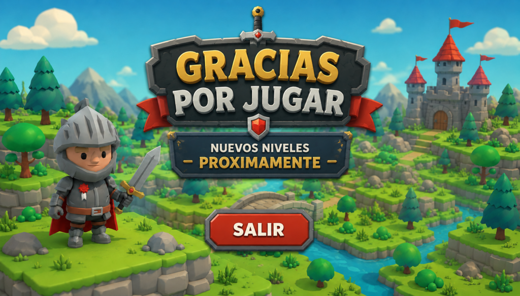 Pantalla de finalización de Knight's Quest