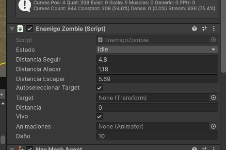 Efecto visual y sistema de daño aplicado al personaje principal dentro del videojuego 3D.