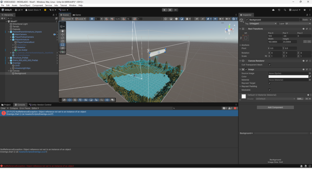 Barra de vida e interfaz de usuario (HUD) diseñada para el personaje del videojuego 3D.