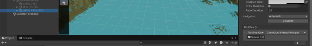 Interfaz gráfica de la pantalla de Game Over y derrota diseñada para el videojuego 3D.