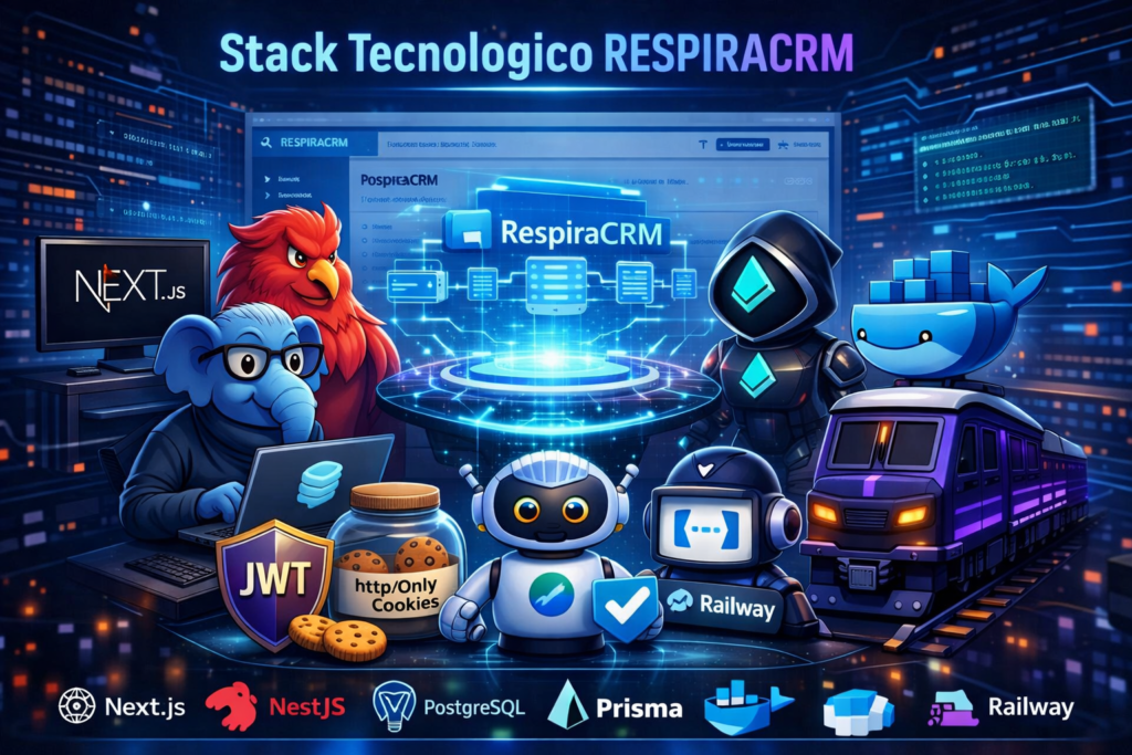 Ilustración del Stack Tecnológico RESPIRACRM