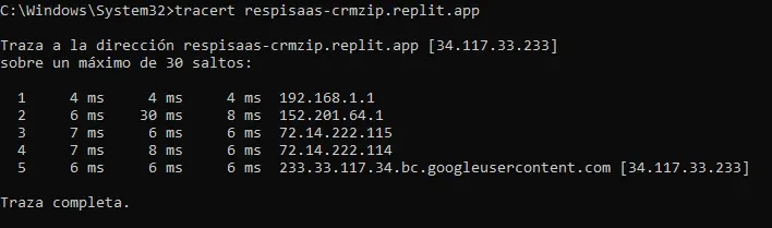 comando tracert pagina vibe coding crm