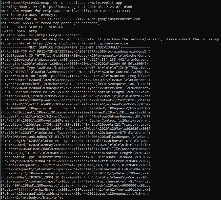 nmap para puertos abiertos vibe coding crm