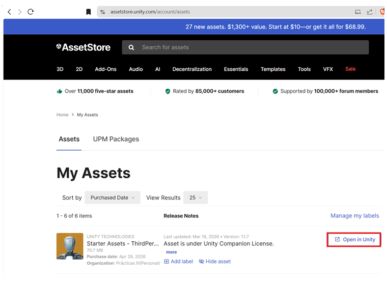Configuración Assets del Proyecto