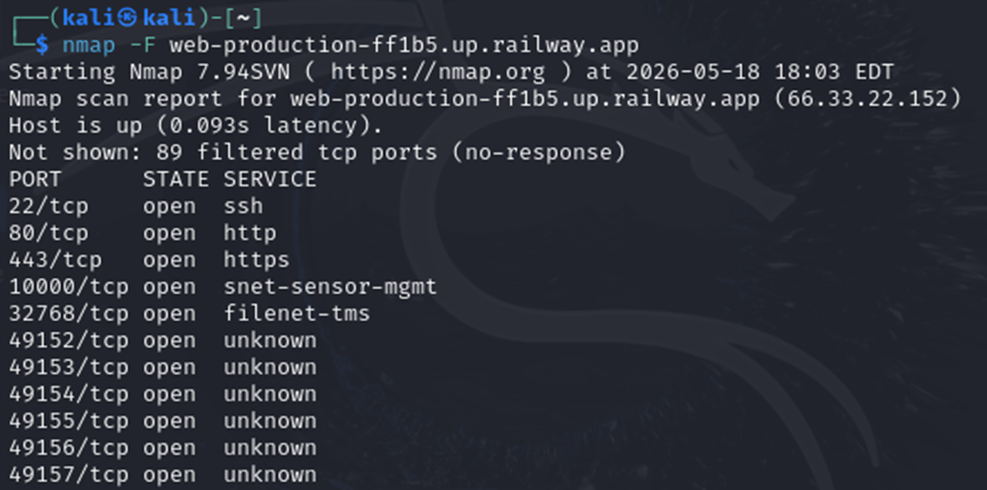 nmap -F (dominio)