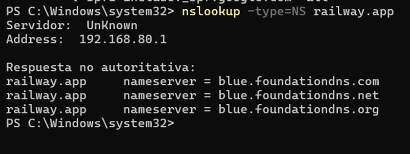 Registros NS (nameservers autoritativos)