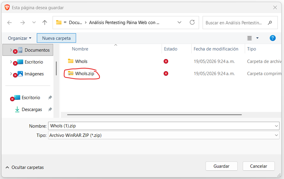Descarga del Whois