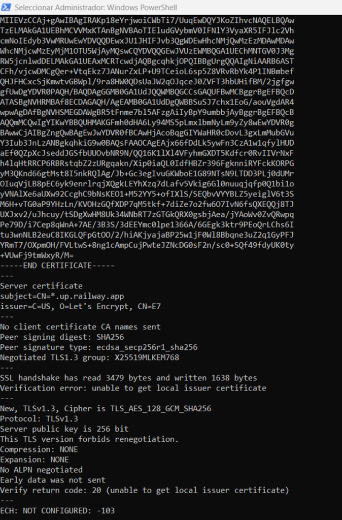 Ejecutamos el comando de OpenSSL parte 2