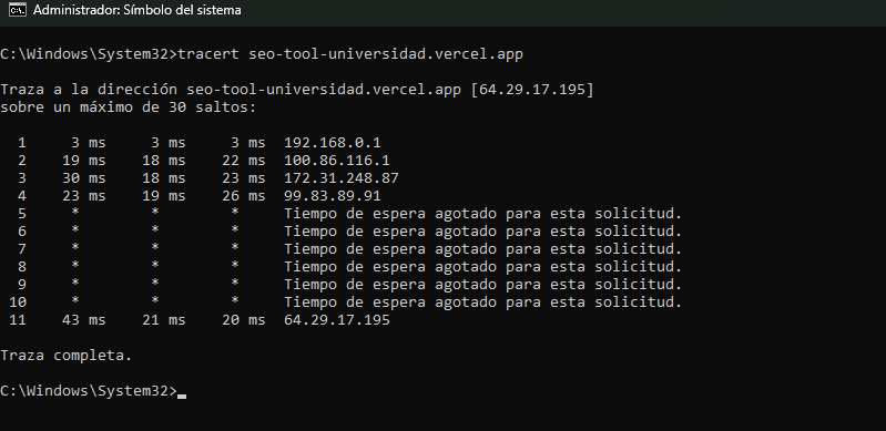 Comando Tracert