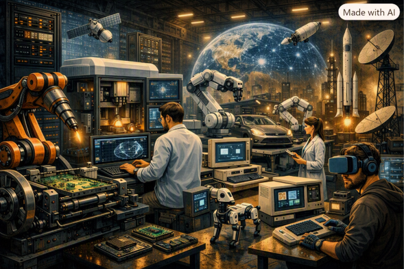 En esta imagen se ven inventos más evolucionados de la tercera revolución industrial