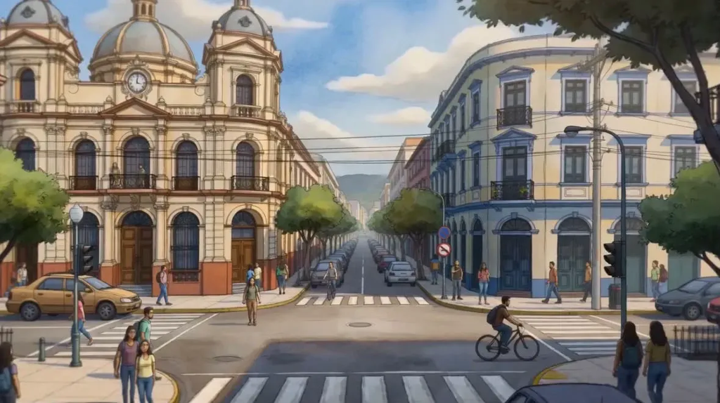  imagen creada con inteligencia artificial sobre una escena de la ciudad 
