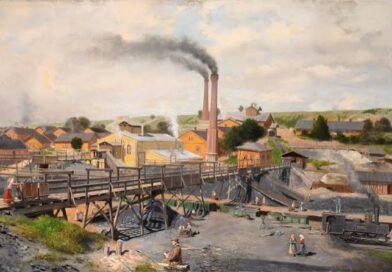 Las cuatro revoluciones: de la maquina de vapor hasta la ia una demostracion grafica de una fabrica en la primera revolución industrial