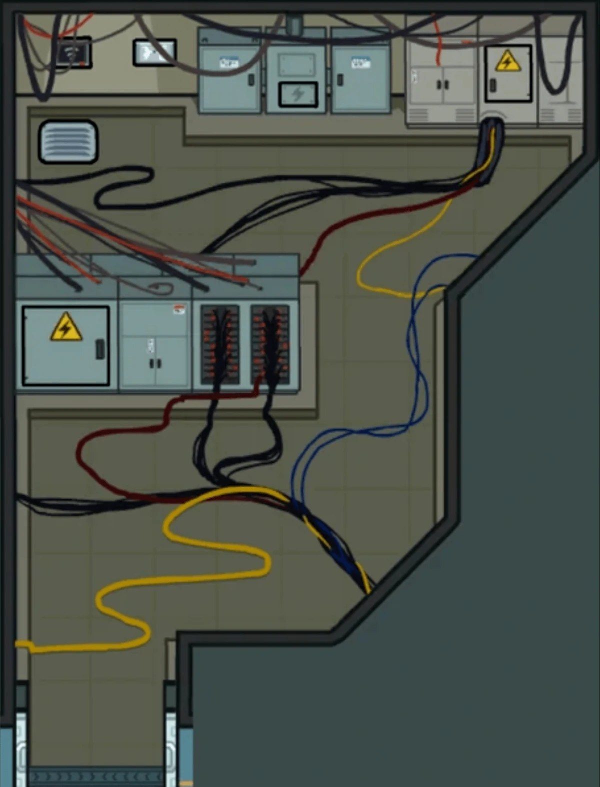 Cuarto de electricidad del mapa The Skeld de Among Us
