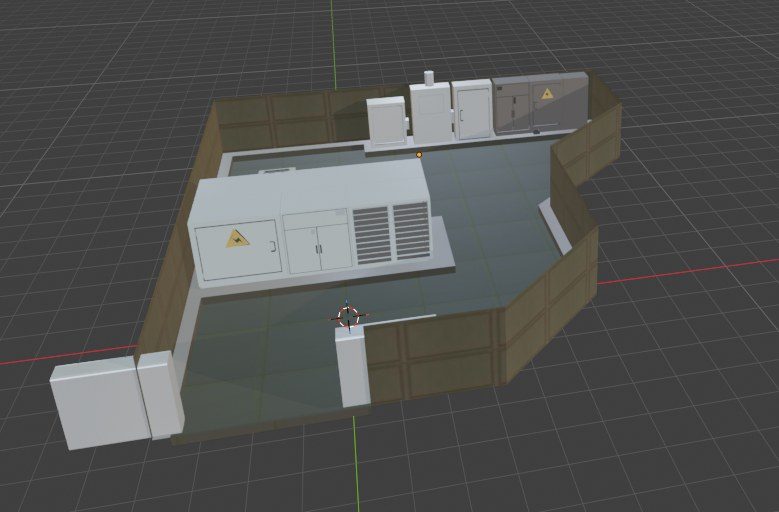 Cuarto de electricidad de Among Us con decoraciones en Blender