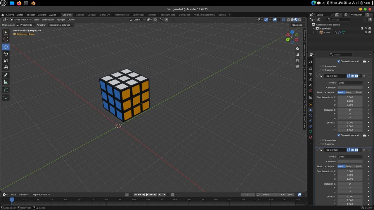 Cubo de colores con texturizado UV en Blender