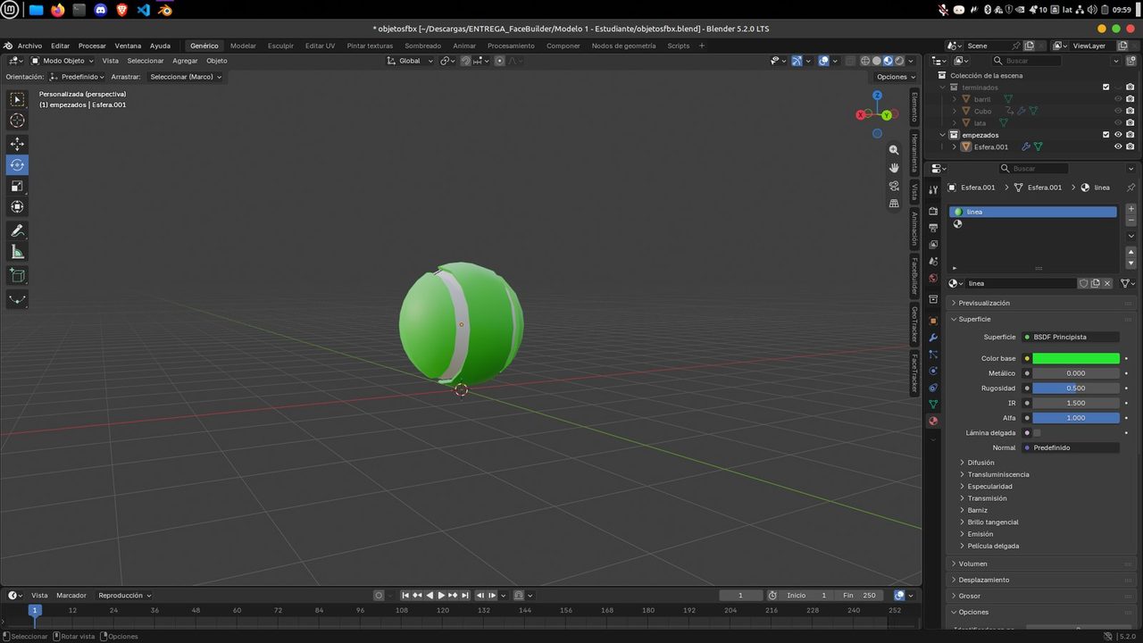 Pelota de tenis modelada y texturizada en Blender