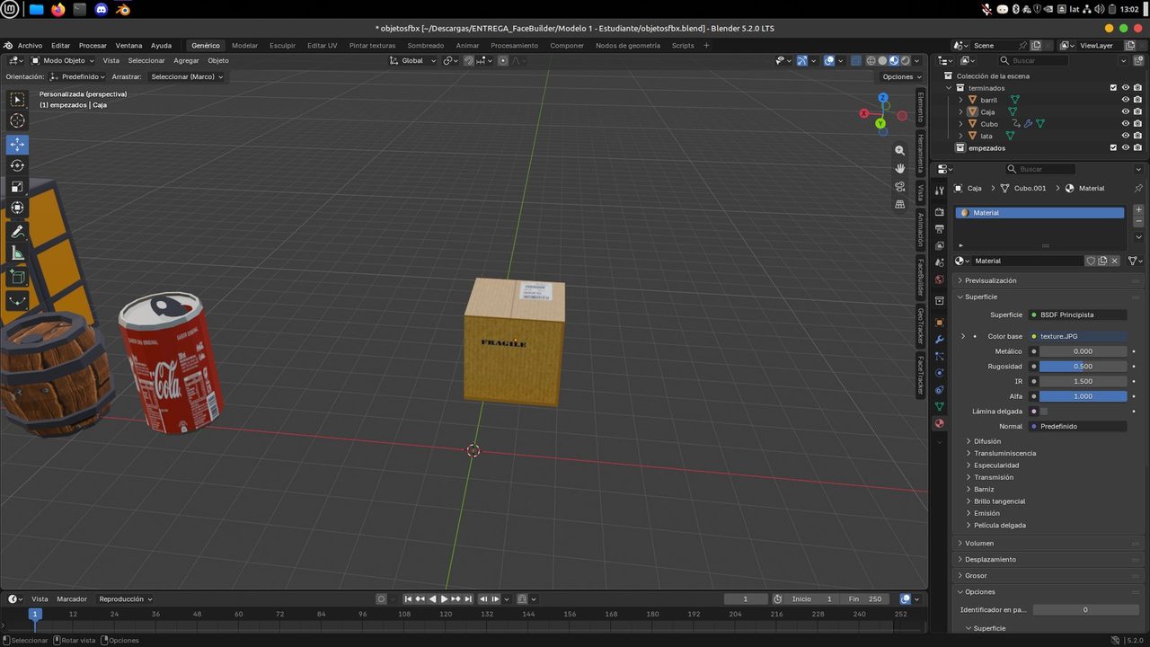 Caja de entrega con textura de cartón en Blender