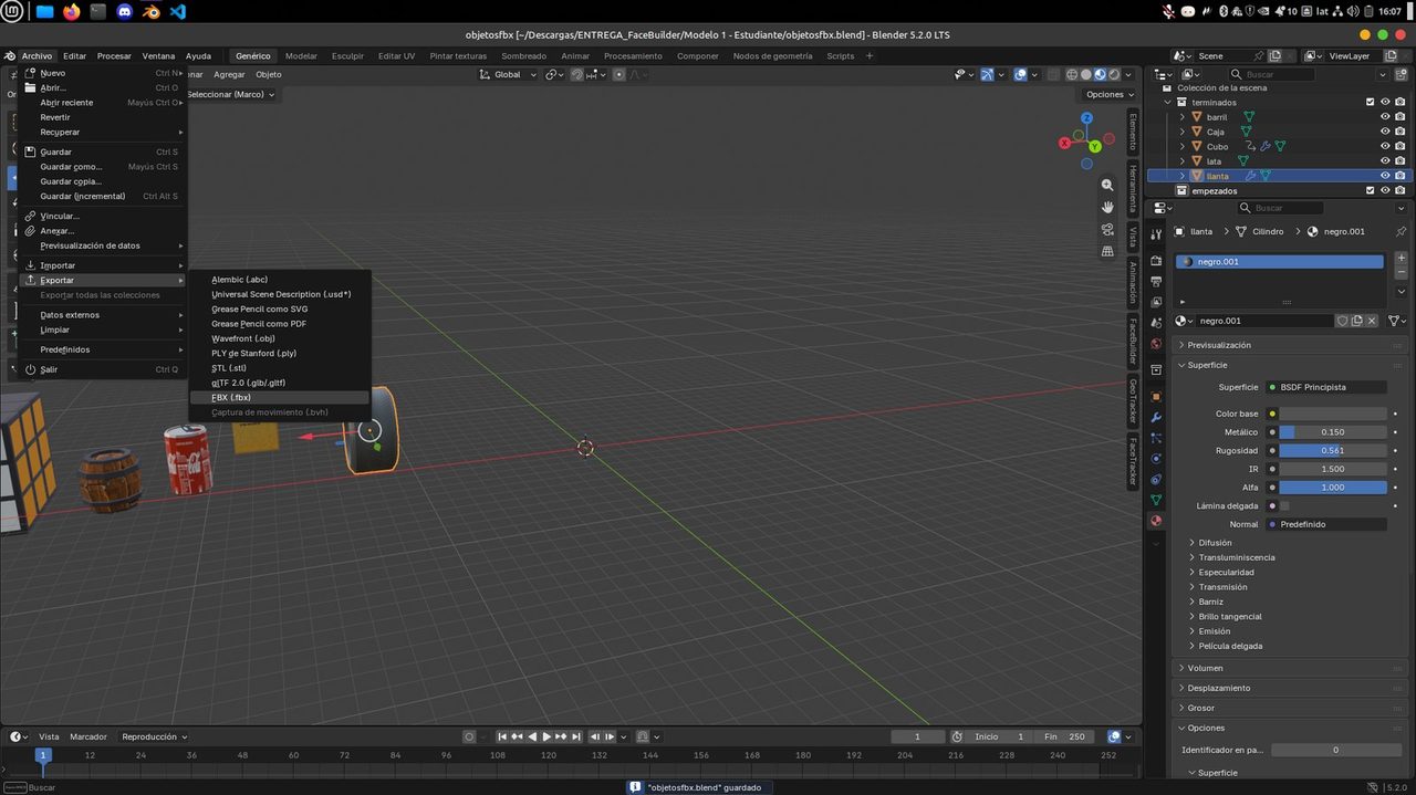 Exportación de modelos en formato FBX desde Blender