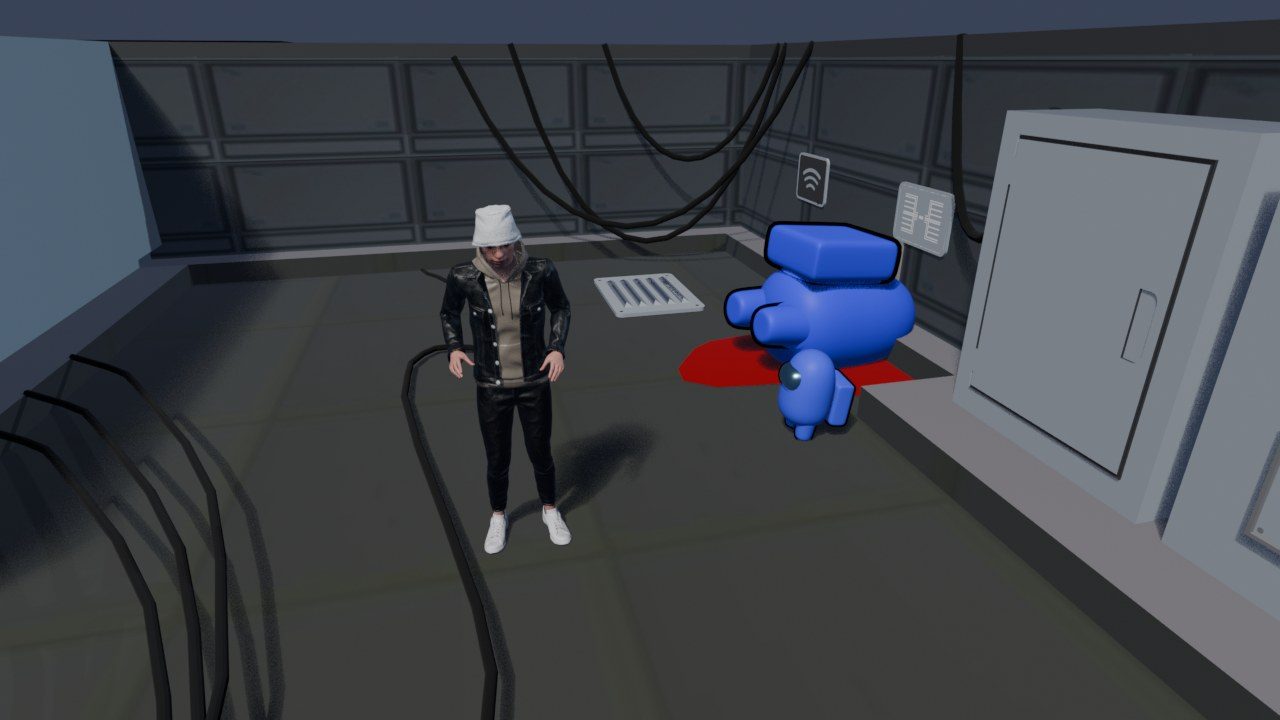 Mi avatar encuentra el cuerpo en la cinemática de Among Us