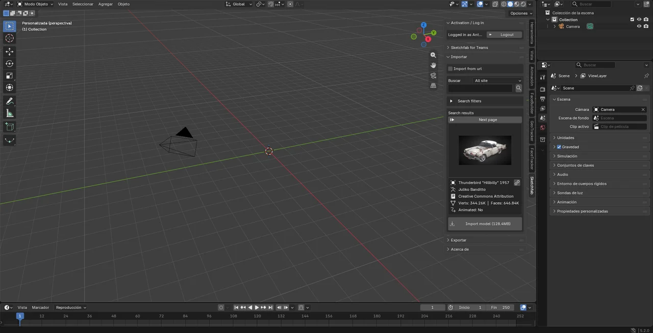 cinemática western en Blender: complemento de Sketchfab con la sesión iniciada
