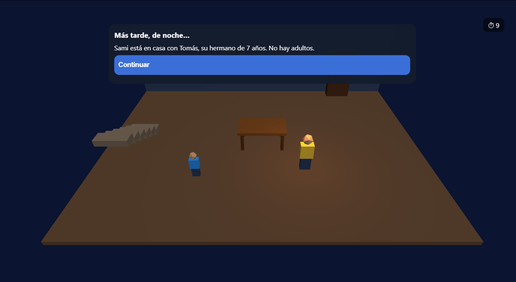 Escenario de la casa en el videojuego serio sobre terremotos