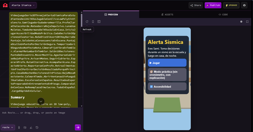 pagina para crear videojuego alerta sísmica